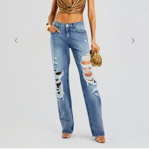 RETROFÊTE NEW‎ YORK Women's Chris Jeans Distressed Denim Size 24 straight loose